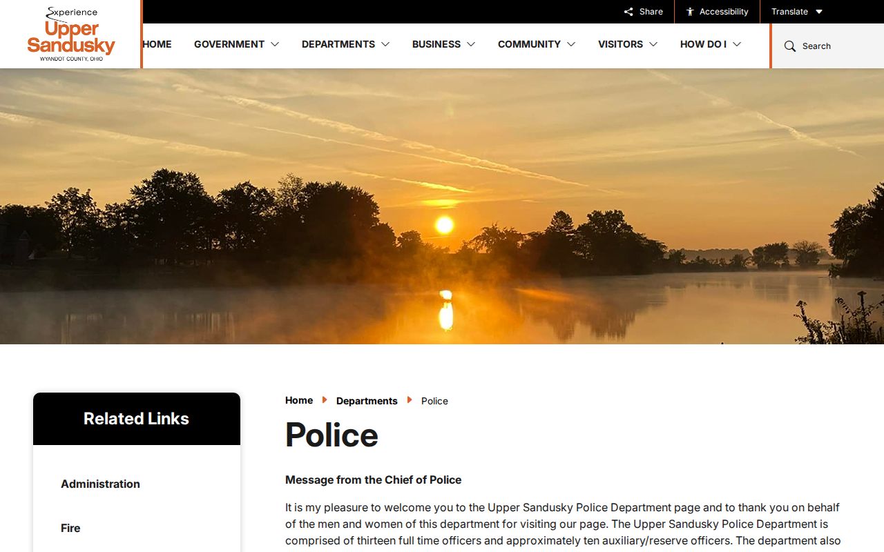 Wyandot County Upper Sandusky Police Department arrest-record policy page